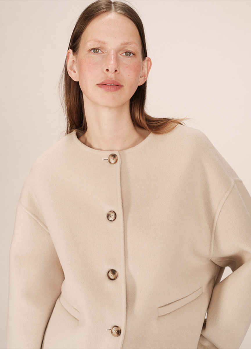 羊毛混紡短大衣